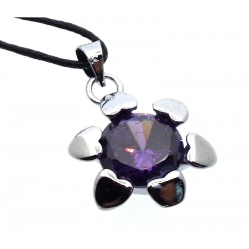 Violet Zirconia Crystal Sunflower Pendant